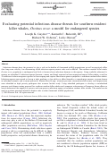 Cover page: Evaluating potential infectious disease threats for southern residentkiller whales, Orcinus orca: a model for endangered species