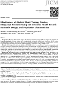 Cover page: Effectiveness of Medical Music Therapy Practice: Integrative Research Using the Electronic Health Record: Rationale, Design, and Population Characteristics.