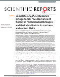 Cover page: Complete Anopheles funestus mitogenomes reveal an ancient history of mitochondrial lineages and their distribution in southern and central Africa