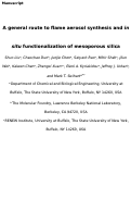 Cover page: A General Route to Flame Aerosol Synthesis and In Situ Functionalization of Mesoporous Silica