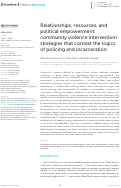 Cover page: Relationships, resources, and political empowerment: community violence intervention strategies that contest the logics of policing and incarceration.