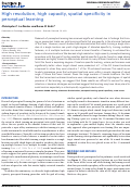 Cover page: High Resolution, High Capacity, Spatial Specificity in Perceptual Learning