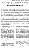 Cover page: Characterization and Classification of Citrus Tristeza Virus Isolates by Amplification of Multiple Molecular Markers