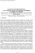 Cover page: Lexical access in the second year: A cross-linguistic study of monolingual and bilingual vocabulary development