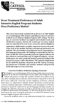 Cover page: Error Treatment Preferences of Adult Intensive English Program Students: Does Proficiency Matter?