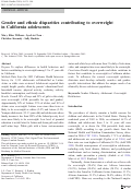 Cover page: Gender and ethnic disparities contributing to overweight in California adolescents