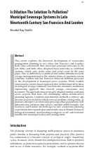 Cover page: Is Dilution The Solution To Pollution? Municipal Sewerage Systems In Late Nineteenth Century San Francisco And London
