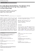 Cover page: Preventing Human Immunodeficiency Virus Infection Among Sexual Assault Survivors in Cape Town, South Africa: An Observational Study