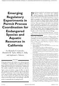 Cover page: Emerging Regulatory Experiments in Permit Process Coordination for Endangered Species and Aquatic Resources in California