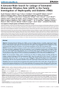 Cover page: A genome-wide search for linkage of estimated glomerular filtration rate (eGFR) in the family investigation of nephropathy and diabetes (FIND)