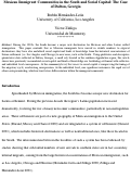 Cover page: Mexican Immigrant Communities in the South and Social Capital: The Case of Dalton, Georgia