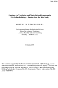 Cover page: Outdoor air ventilation and work-related symptoms in U.S. office buildings - results from 
the base study