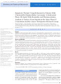 Cover page: Epigenetic Therapy Using Belinostat for Patients With Unresectable Hepatocellular Carcinoma: A Multicenter Phase I/II Study With Biomarker and Pharmacokinetic Analysis of Tumors From Patients in the Mayo Phase II Consortium and the Cancer Therapeutics Research Group