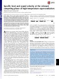 Cover page: Specific heat and sound velocity at the relevant competing phase of high-temperature superconductors