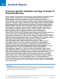 Cover page: Common Genetic Variation and Age of Onset of Anorexia Nervosa.