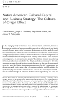 Cover page: Native American Cultural Capital and Business Strategy: The Culture-of-Origin Effect