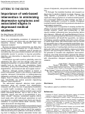 Cover page: Importance of web-based intervention in minimizing depressive symptoms and associated stigma in depressed medical students