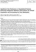 Cover page: Significant Pain Reduction in Hospitalized Patients Receiving Integrative Medicine Interventions by Clinical Population and Accounting for Pain Medication.