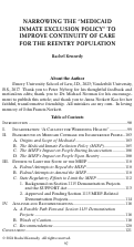 Cover page: Narrowing the "Medicaid Inmate Exclusion Policy" to Improve Continuity of Care for the Reentry Population