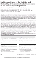 Cover page: Multicenter Study of the Validity and Reliability of Subjective Global Assessment in the Hemodialysis Population