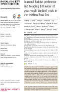 Cover page: Seasonal habitat preference and foraging behaviour of post-moult Weddell seals in the western Ross Sea.