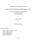 Cover page: Usable Security and Verification for Distributed Robotic Systems