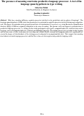 Cover page: The presence of meaning constrains productive language processes: A test of thelanguage game hypothesis in type writing.