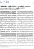 Cover page: Abiological catalysis by artificial haem proteins containing noble metals in place of iron