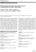 Cover page: Pharmacological therapies in post stroke recovery: recommendations for future clinical trials