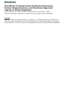 Cover page: The effects of interpersonal emotional expression, partner responsiveness, and emotional approach coping on stress responses.