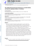 Cover page: The relationship among home language use, parental beliefs, and Spanish-speaking childrens vocabulary.