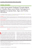 Cover page: Lp(a)‐Associated Oxidized Phospholipids in Healthy Black and White Participants in Relation to apo(a) Size, Age, and Family Structure