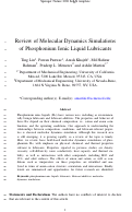 Cover page: Review of Molecular Dynamics Simulations of Phosphonium Ionic Liquid Lubricants