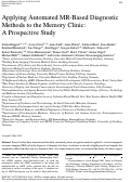 Cover page: Applying Automated MR-Based Diagnostic Methods to the Memory Clinic: A Prospective Study