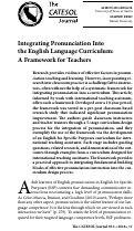 Cover page: Integrating Pronunciation Into the English Language Curriculum: A Framework for Teachers