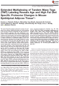 Cover page: Extended Multiplexing of Tandem Mass Tags (TMT) Labeling Reveals Age and High Fat Diet Specific Proteome Changes in Mouse Epididymal Adipose Tissue*