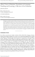 Cover page: Thirty Years of Machine Translation in Language Teaching and Learning: A Review of the Literature