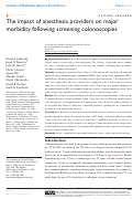 Cover page: The impact of anesthesia providers on major morbidity following screening colonoscopies