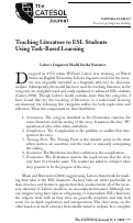 Cover page: Teaching Literature to ESL Students Using Task-Based Learning