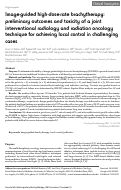 Cover page: Image-guided high-dose-rate brachytherapy: preliminary outcomes and toxicity of a joint interventional radiology and radiation oncology technique for achieving local control in challenging cases.