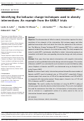 Cover page: Identifying the behavior change techniques used in obesity interventions: An example from the EARLY trials.