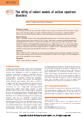 Cover page: The utility of rodent models of autism spectrum disorders