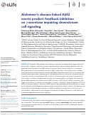 Cover page: Alzheimers disease linked Aβ42 exerts product feedback inhibition on γ-secretase impairing downstream cell signaling.
