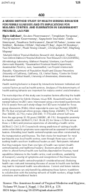 Cover page: A MIXED METHOD STUDY OF HEALTH SEEKING BEHAVIOR FOR FEBRILE ILLNESSES AND ITS IMPLICATIONS FOR MALARIA CONTROL AND ELIMINATION IN SAVANNAKHET PROVINCE, LAO PDR