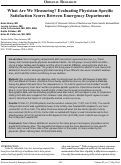 Cover page: What Are We Measuring? Evaluating Physician-Specific Satisfaction Scores Between Emergency Departments