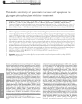 Cover page: Metabolic sensitivity of pancreatic tumour cell apoptosis to glycogen phosphorylase inhibitor treatment