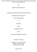 Cover page: Molecular Models and Precursors for Catalytic Single Sites Incorporating Group 13 and 14 Elements