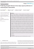 Cover page: Predicting drought tolerance from slope aspect preference in restored plant communities