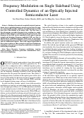 Cover page: Frequency modulation on single sideband using controlled dynamics of an optically injected semiconductor laser