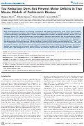 Cover page: Tau Reduction Does Not Prevent Motor Deficits in Two Mouse Models of Parkinson's Disease